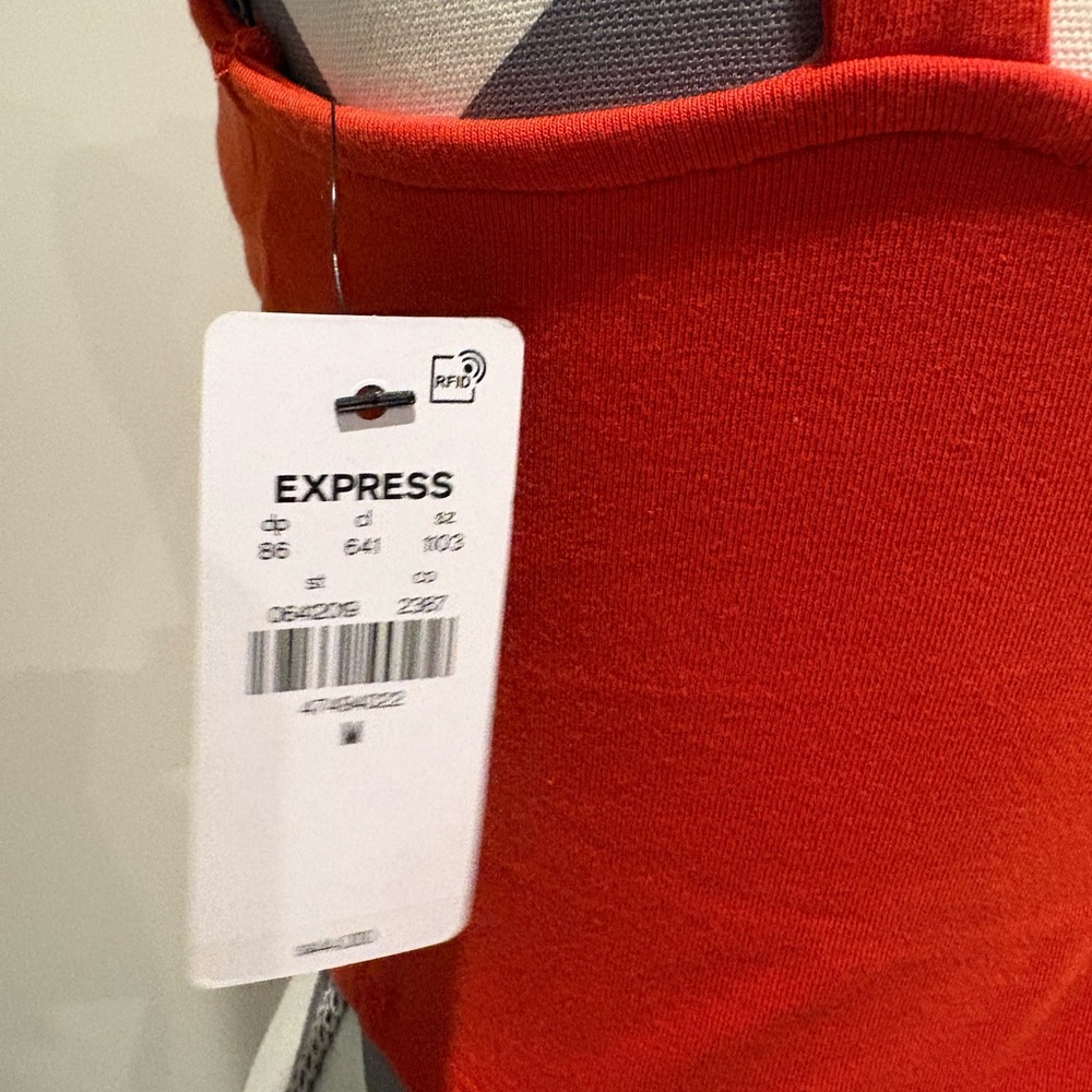 NWT Express Orange Body Contour Stretch Cotton Scalloped Bustier Cropped Tank - Picture 6 of 6